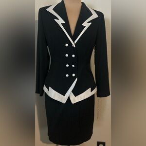 Elegant Black and White Women's Skirt Set